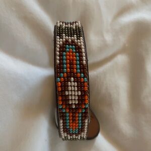 SambohoLeather Beaded Hand Made Dog Collar Small NWOT 8” - 10”